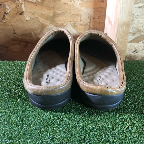 LL Bean Brown Tan Leather Slip On Mules Women’s 9 Made in Brazil - Picture 6 of 9